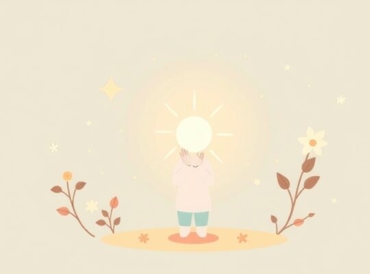 Eteryczna ilustracja: samotna postać trzyma świecącą kulę, symbol wewnętrznej siły.