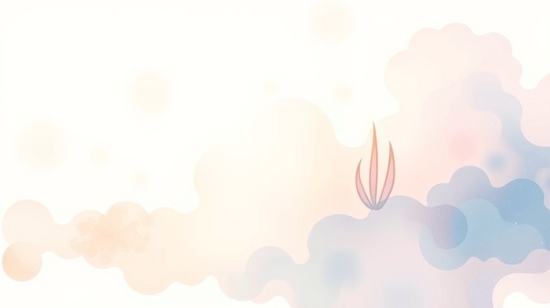 Delikatna ilustracja pastelowych, płynnych kolorów, symbolizująca wewnętrzny świat emocji i spokój.