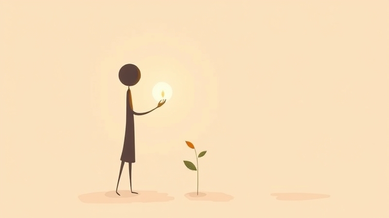 Abstrakcyjne postacie w pastelach, jedna oferuje światło drugiej, symbolizując bezinteresowną pomoc.