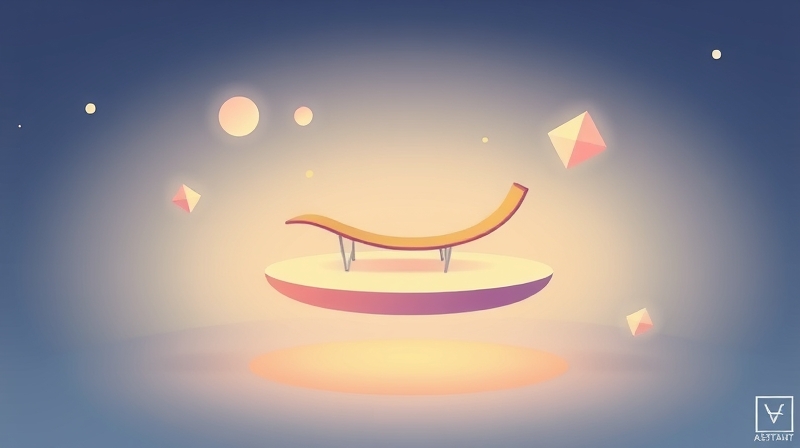 Symboliczna ilustracja ludzkiego postrzegania przestrzeni: unoszący się magiczny dywan i pastelowe kształty.
