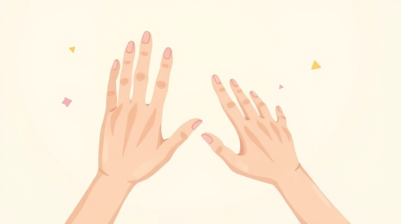 Dwie stylizowane dłonie w pastelach, jedna transparentna, symbolizujące dotyk i tożsamość.