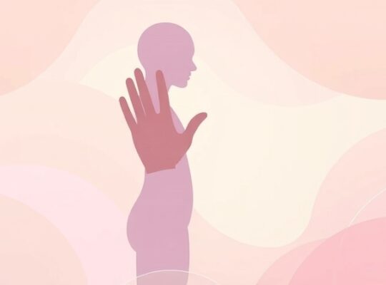 Surrealistyczna sylwetka człowieka z integrującą się gumową dłonią, symbol false touch.