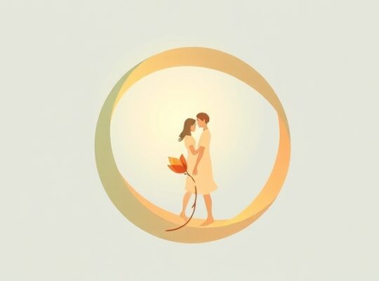 Dwa abstrakcyjne kształty symbolizujące parę, z delikatnym światłem podkreślającym indywidualną tożsamość.