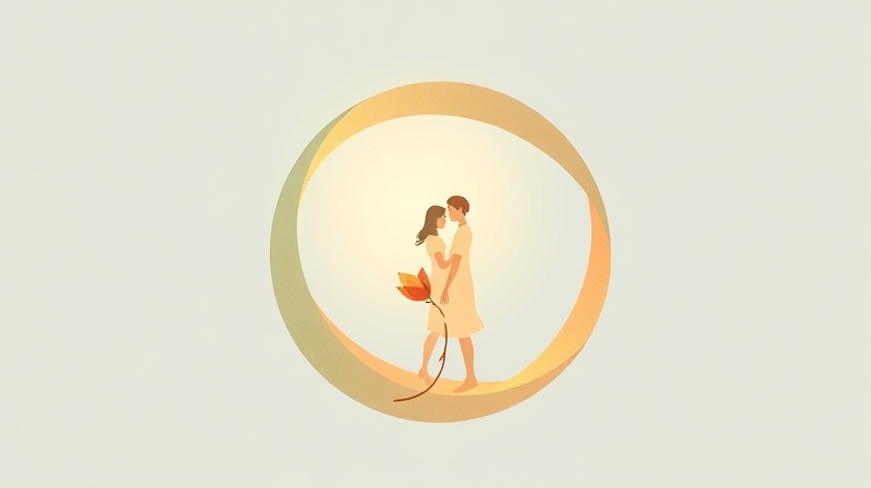 Dwa abstrakcyjne kształty symbolizujące parę, z delikatnym światłem podkreślającym indywidualną tożsamość.