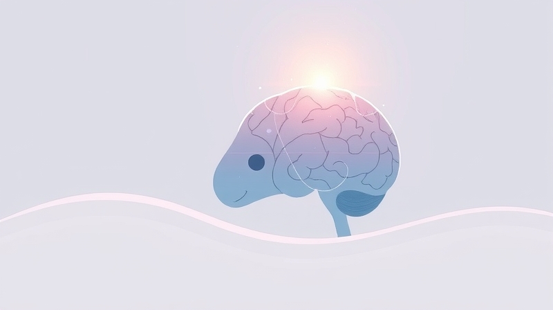 Stylizowany hipokamp w pastelach, emanuje spokojem, symbolizując odporność mózgu.