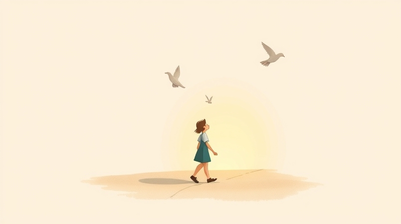 Symboliczna ilustracja łagodnego, pastelowego skrzyżowania dróg w umyśle.