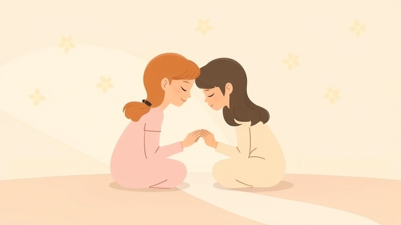 Abstrakcyjna ilustracja pastelowa symbolizująca więzi, zaufanie i empatię.