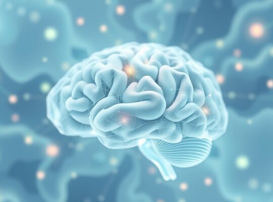 Płaty ciemieniowe: świetlista mapa przetwarzania wrażeń zmysłowych, pastelowe barwy.