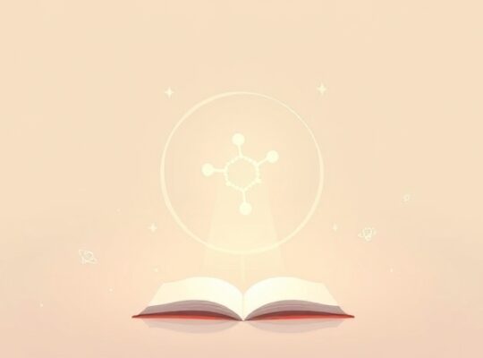 Abstrakcyjna, pastelowa ilustracja molekuły acetylocholiny, emanująca spokojem i promieniami rozjaśniającymi umysł.