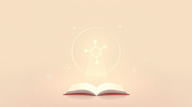 Abstrakcyjna, pastelowa ilustracja molekuły acetylocholiny, emanująca spokojem i promieniami rozjaśniającymi umysł.