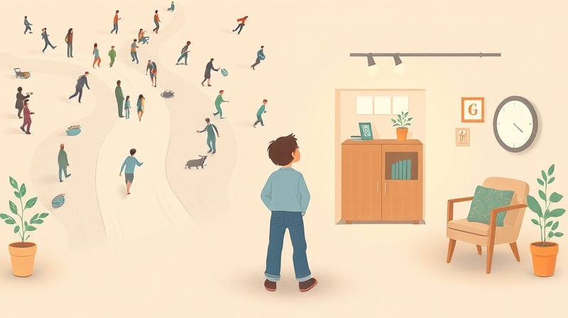 Osoba na rozstaju dróg: dynamiczna ścieżka kontra odprężająca przystań.