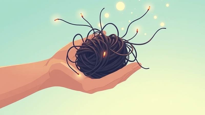 Osoba uwalnia stres zawodowy, który rozpływa się w świetle.