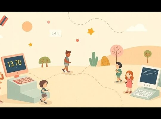 Subtelna, pastelowa ilustracja abstrakcyjnych elementów rywalizacji: ścieżka, stopnie, ranking.