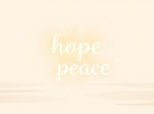 Eteryczne, pastelowe słowa unoszące się w uspokajającym tle.