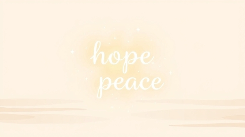 Eteryczne, pastelowe słowa unoszące się w uspokajającym tle.