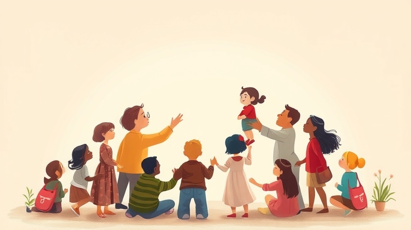 Ilustracja abstrakcyjnych, łagodnych postaci łączących się w pastelowych barwach.