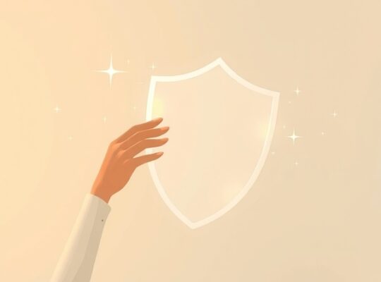 Symboliczna ilustracja pastelowa: postać z tarczą odbijającą negatywne uwagi, przekształcając je w światło.