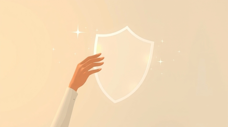 Symboliczna ilustracja pastelowa: postać z tarczą odbijającą negatywne uwagi, przekształcając je w światło.