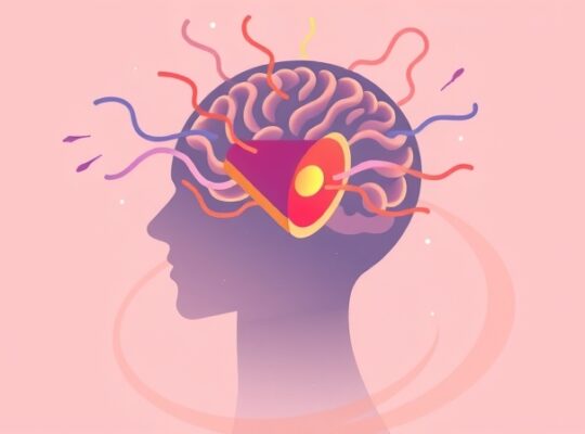 Mózg kontroluje emocje: abstrakcyjny symbol alarmu i spokoju.