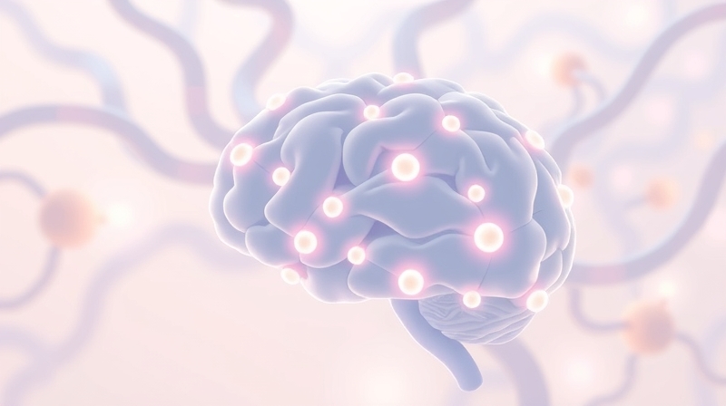 Ilustracja pastelowa, abstrakcyjna, symbolizująca wyciszanie się neuronalnych dróg przez GABA.