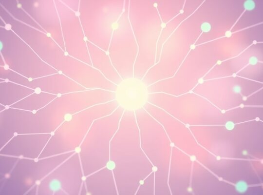 Stylizowana, delikatnie świecąca sieć neuronowa z pastelowymi kolorami, symbolizująca uczenie poprzez dopaminę.