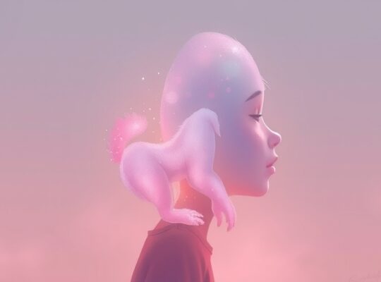 Stylizowana głowa w profilu, z niewidzialnymi elementami wokół skupionego spojrzenia.