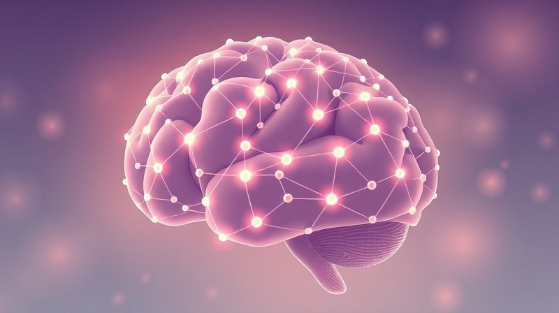 Abstrakcyjna sieć neuronowa pastelowymi barwami symbolizuje przetworzenie sygnałów bólu w korze somatosensorycznej.