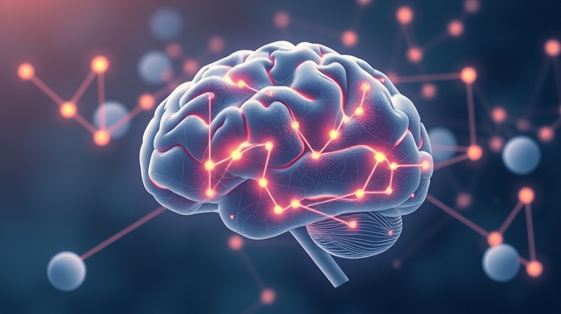 Abstrakcyjna sieć neuronów śledzi dźwięk i intencje, pastelowe kolory.