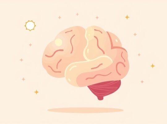 Stylizowany mózg jako świecąca kula, skupiająca strumienie światła.