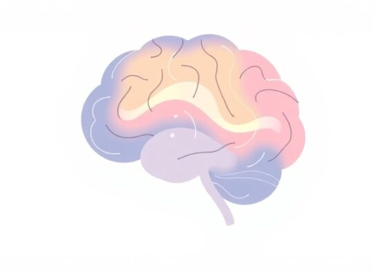 Kojąca ilustracja mózgu przetwarzającego przeciążenie emocjonalne w relacjach.