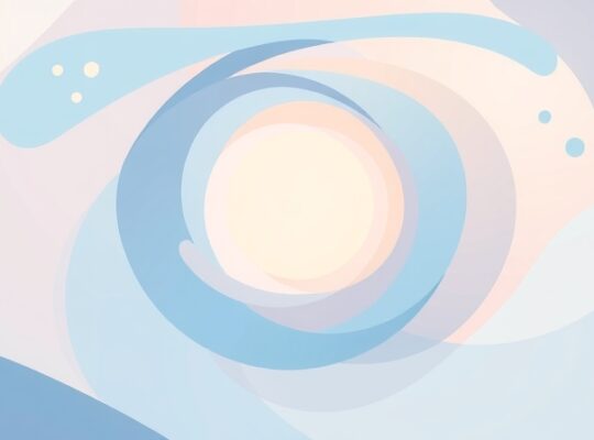 Spokojna ilustracja pastelowa symbolizująca równowagę emocjonalną i wewnętrzny spokój.