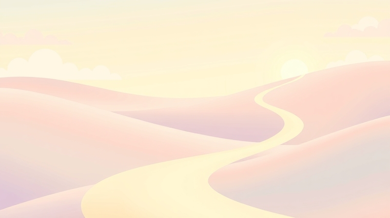 Rozmarzona ścieżka przez eteryczny krajobraz, symbolizująca kierowaną zrozumieniem pewność.