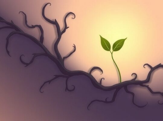 Opada kwiat, oplatają go ciemne pnącza, przebija się liść ku światłu.