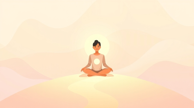 Spokojna postać na wzgórzu, ścieżka ku wewnętrznemu pokojowi, odcinająca się od szumu social mediów.