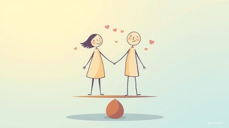 Dwie abstrakcyjne postacie na wadze.