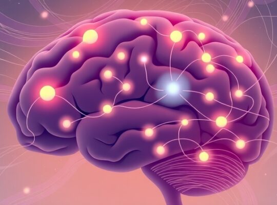 Sieć neuronowa układu limbicznego - mózgowe centrum emocji, pastelowe barwy.