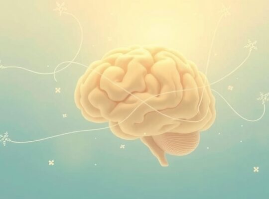 Stylizowany mózg emanujący światłem słońca, symbolizujący połączenie witaminy D z dobrym samopoczuciem psychicznym.