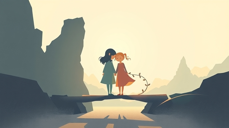 Stylizowany most łączący przeszłość z przyszłością, symbolizujący uzdrowienie w związku.