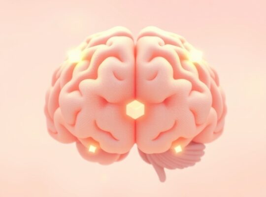 Surrealistyczny mózg: jasność vs. mgła, geometryczne kształty.