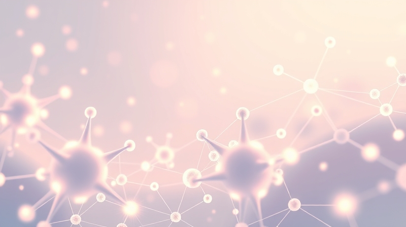 Stylizowany, świetlisty schemat układu glutaminergicznego symbolizujący uczenie się i plastyczność mózgu.