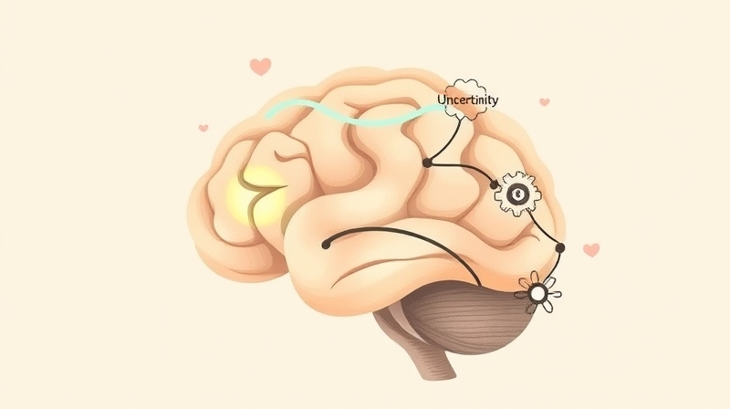 Mózg z pastelowymi ścieżkami serotoniny: uczenie się bezpieczeństwa i ocena zagrożeń.