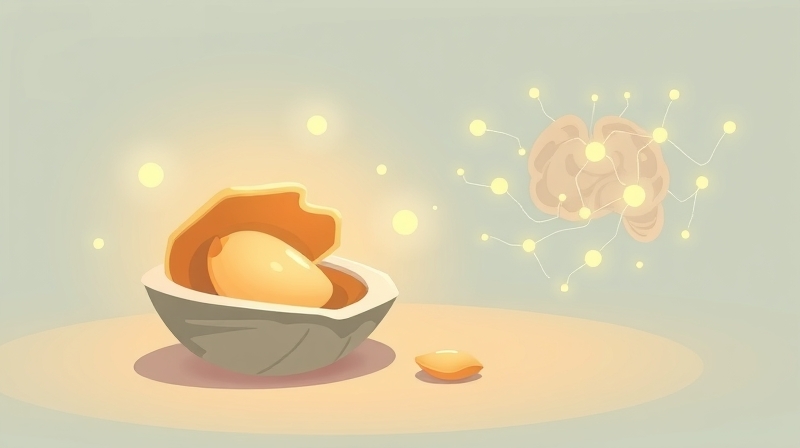 Ośmiornica lub pestki dyni promieniują światłem łączącym się z mózgiem, symbolizując zdrowie psychiczne.