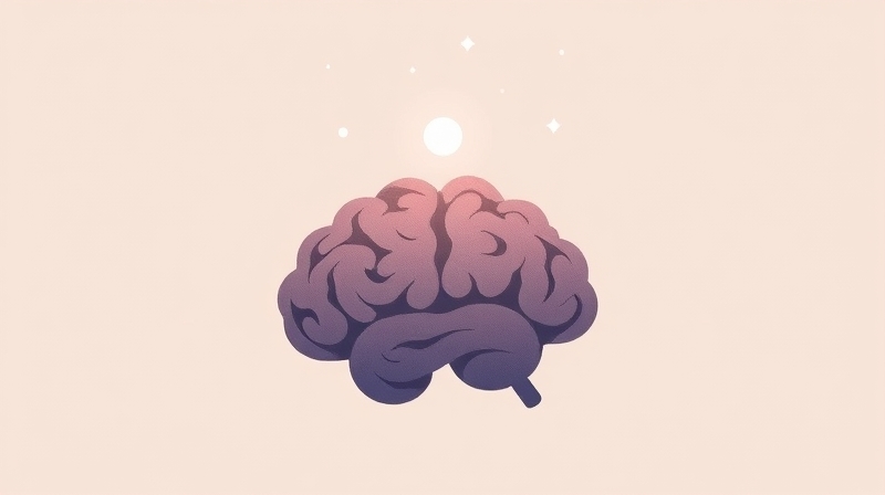 Minimalistyczna ilustracja: atom cynku oświetla mózg, symbolizując połączenie z lękiem.