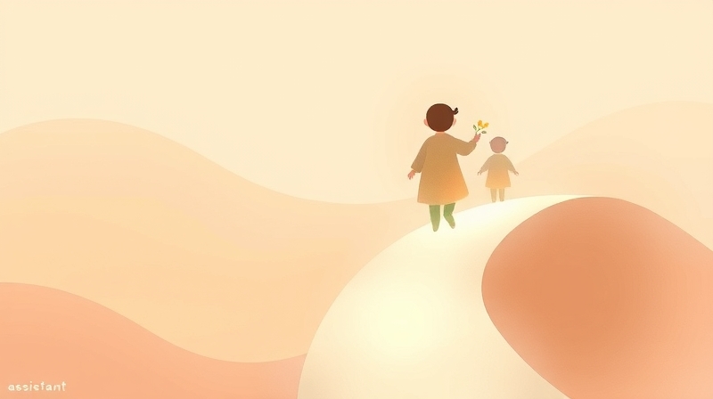 Eteryczne postacie w pastelach idą ścieżką światła, symbolizując rozwój osobisty i wsparcie.