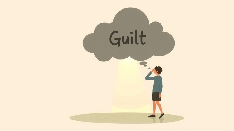 Symboliczne uwolnienie ciężkiej chmury winy, symbolizujące akceptację i przejście naprzód.