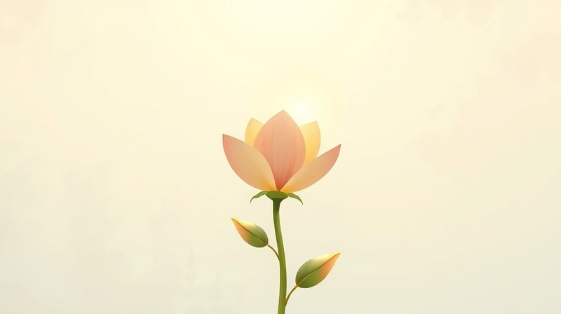 Delikatny kwiat rozwija płatki w miękkim świetle, symbolizując wzrost po konstruktywnej krytyce.