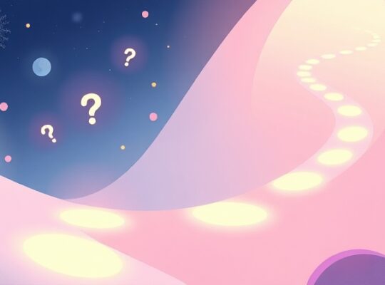 Senna ścieżka narracji, pełna świetlistych znaków zapytania i wykrzykników.