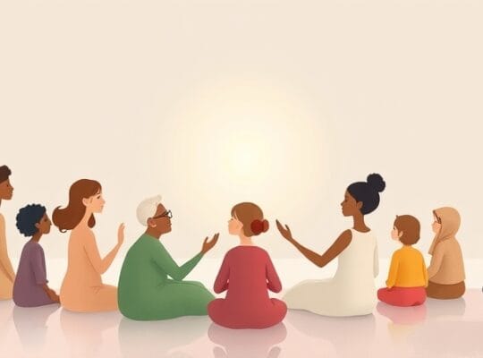 Absolutne, pastelowe postacie w łagodnym blasku, symbolizujące wpływ społeczny na decyzje etyczne.