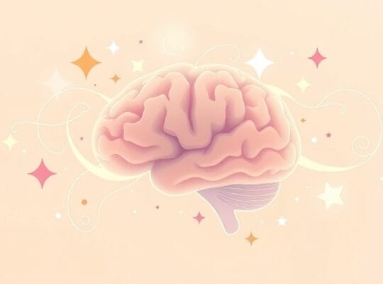 Luminacyjny mózg z wispiami wyobraźni splatającymi się z liniami rzeczywistości.