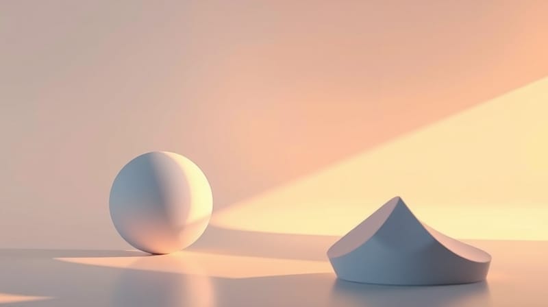 Abstrakcyjne kształty w pastelowym świetle, symbolizujące zmianę perspektywy dzięki rozmowie.